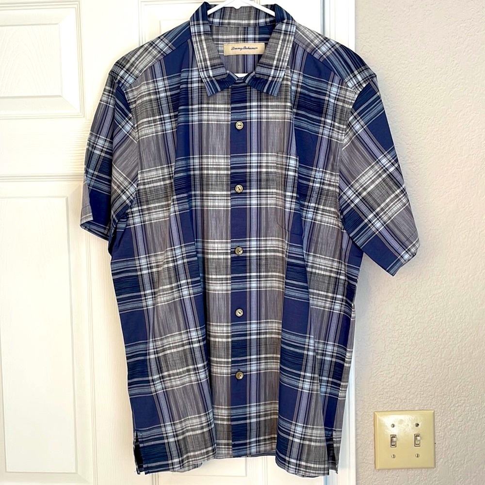 NWOT Tommy Bahama Plaid Camp Shirt Size Large